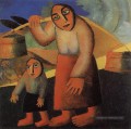 femme paysanne avec des seaux et un enfant Kazimir Malevich